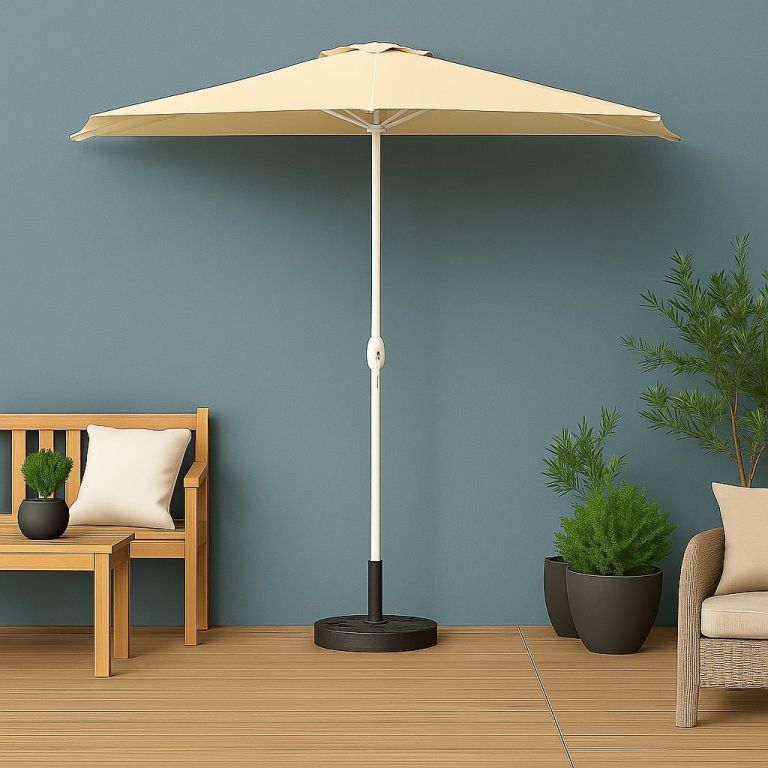 Půlkruhový zahradní slunečník béžová vč. příslušenství - Obrázek 2