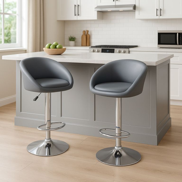 Sada 2 barových židlí antracit, výškově nastavitelné, opěrka