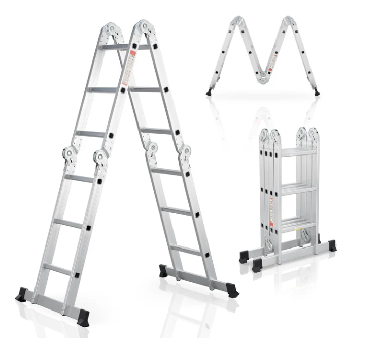 Hliníkový skládací žebřík 3,6 m, 4 dílný, 6 příček, 150 kg