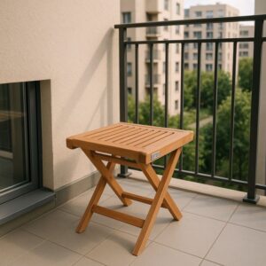 Skládací teaková stolička BACAN, výška 43 cm