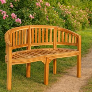 Zahradní teaková lavice – 2místná, obloukový sedák, 120 cm