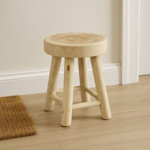 Teaková kulatá stolička VAGOS, 46 cm, natur provedení