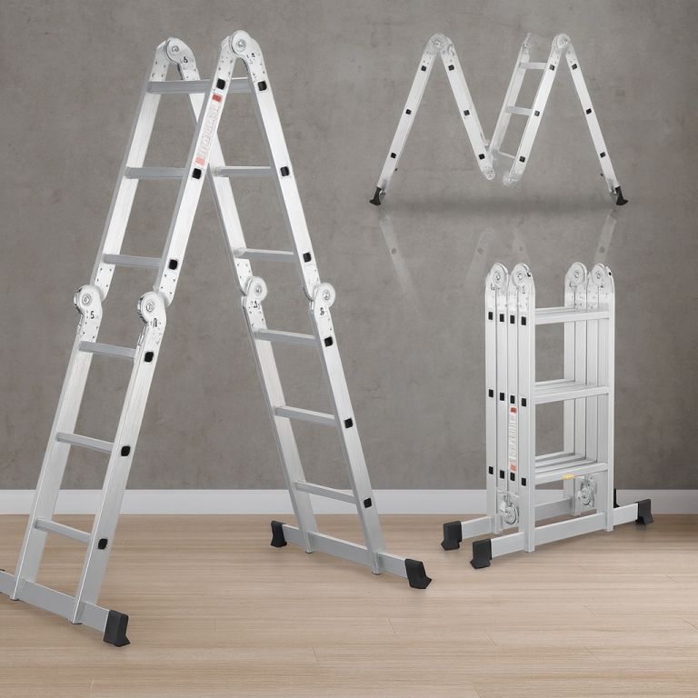 Hliníkový skládací žebřík 3,6 m, 4 dílný, 6 příček, 150 kg - Obrázek 2