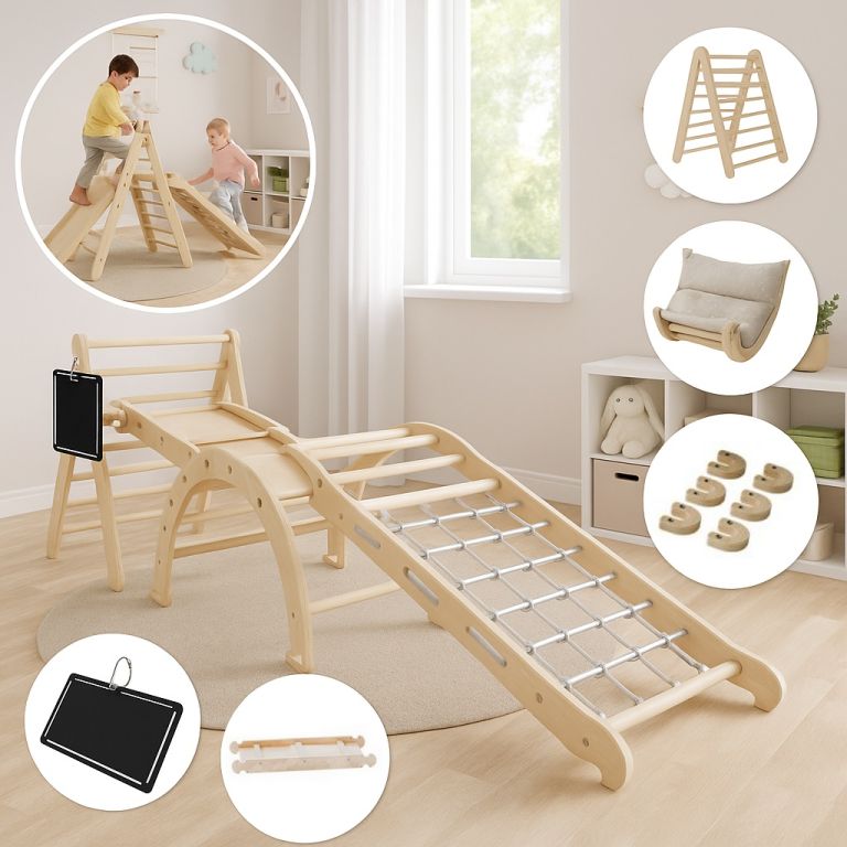 Dětská lezecká sestava 5v1, vnitřní, ve stylu Montessori