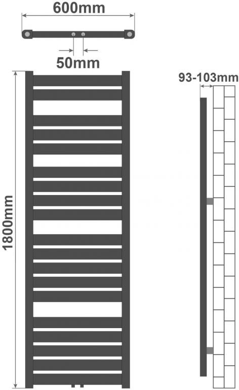 AQUAMARIN Vertikální koupelnový radiátor 180 x 60 cm, bílý
