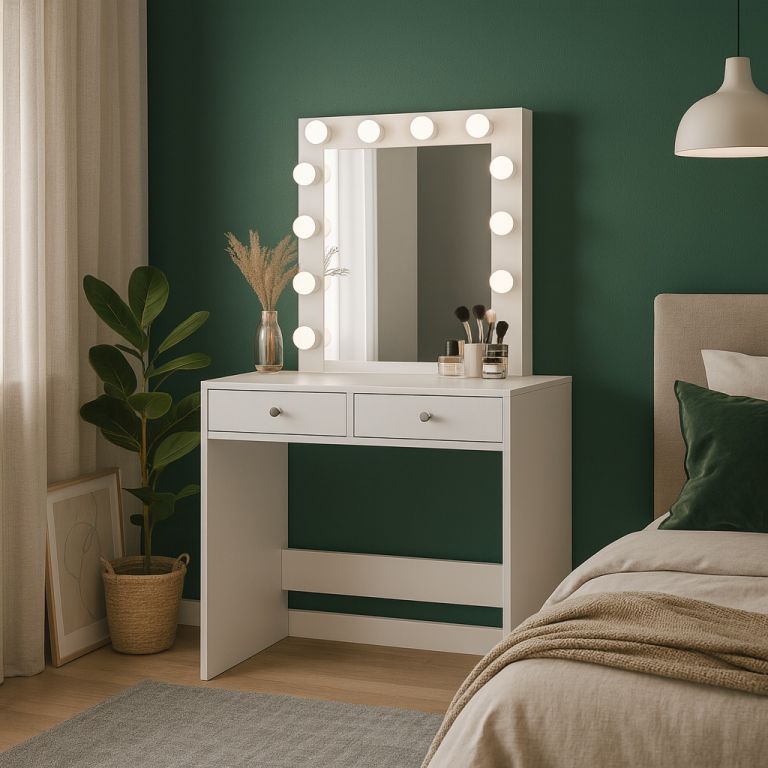 Toaletní stolek se zrcadlem BeautyFrame 12 LED, bílý - Obrázek 2