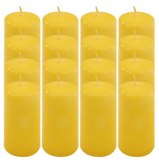 Žlutá parafínová svíčka 10 cm, 20 h hoření, sada 16 ks