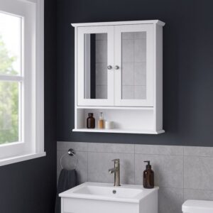 Koupelnová skříňka se zrcadly 56×58 cm závěsná bílá