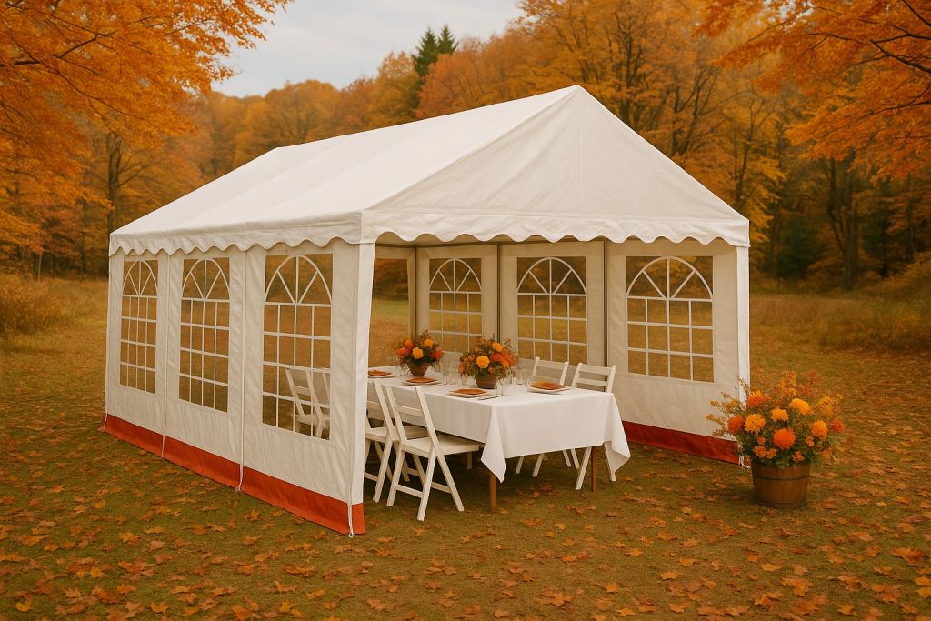 Zahradní stan, bílá / červená, 4 x 6 m - Obrázek 5