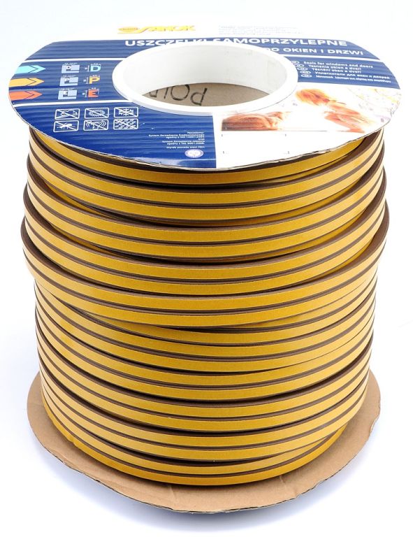 Těsnění do oken a dveří samolepící, 9 x 7,5 mm, TYP D, hnědé