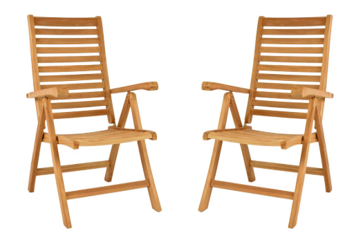 Skládací židle DIVERO, teakové dřevo, 2 kusy