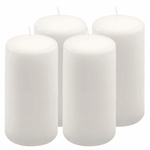 Bílé parafínové svíčky 15 cm, 65 h, 4 ks
