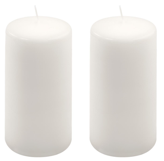 Bílá parafínová svíčka 15 cm, 65 h hoření, 2 ks
