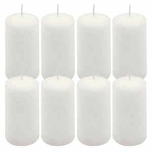 Bílá parafínová svíčka 10 cm, 20 h, 8 ks