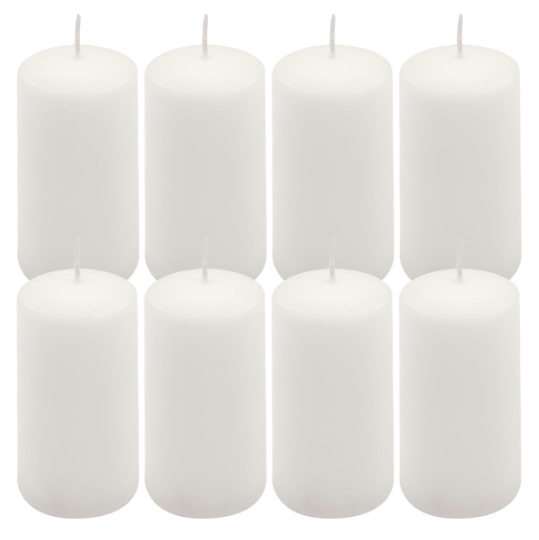 Bílá parafínová svíčka 10 cm, 20 h, 8 ks