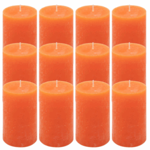 Oranžová parafínová svíčka rustikální 11,5 cm, 40 h,12 ks