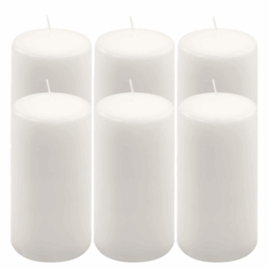 Bílá parafínová svíčka 15 cm, 65 h hoření, 6 ks