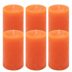 Oranžová parafínová svíčka rustikální 11,5 cm, 40 h, 6 ks
