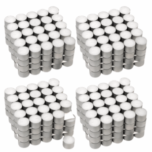 Bílé čajové svíčky, bez parfémů, 8 h hoření, 400 ks