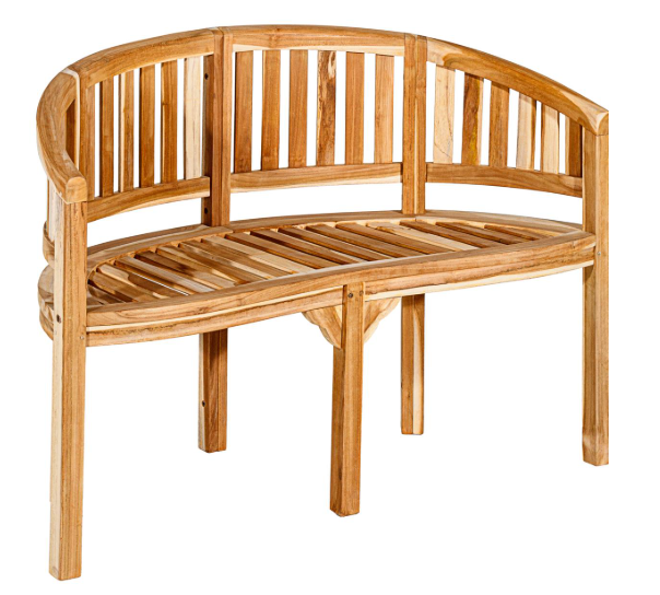 Zahradní teaková lavice – 2místná, obloukový sedák, 120 cm - Obrázek 2