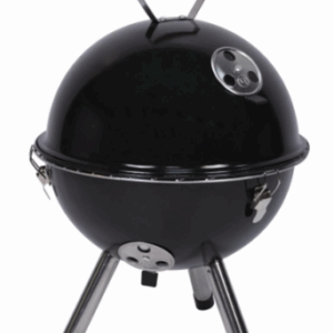 Mini gril na dřevěné uhlí s kotlíkem, černý kulatý, přenosný