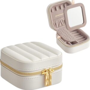 Malá cestovní šperkovnice se zrcátkem a přihrádkami, bílá