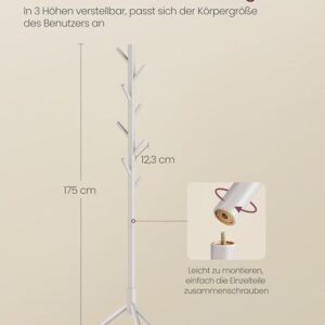 Dřevěný věšák na kabáty, 8 háčků, béžový