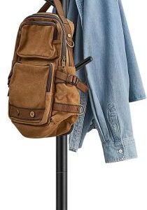 Dřevěný věšák na kabáty, 8 háčků, černý