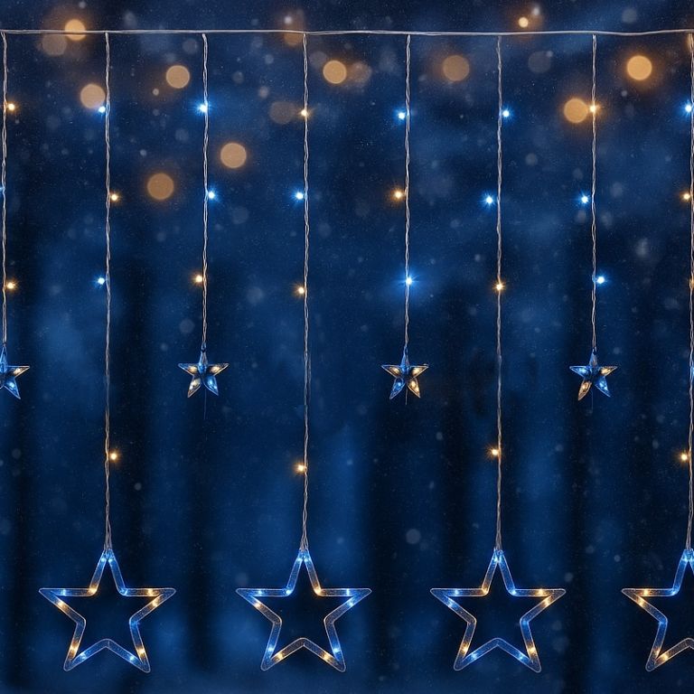 VOLTRONIC Vánoční závěs 12 hvězd 150 LED, teple/studeně bílá - Obrázek 2