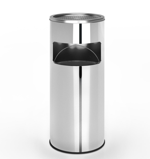 Odpadkový koš s popelníkem, 17 l, stříbrný - Obrázek 2