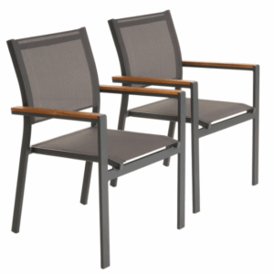 Zahradní stohovatelná kovová židle, antracit, sada 2 ks