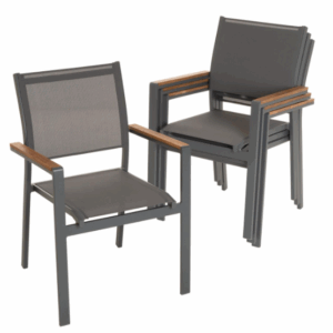 Zahradní stohovatelná kovová židle, antracit, sada 4 ks