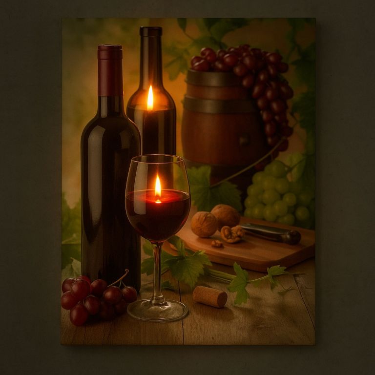 Nástěnná malba víno, 2 LED, 30 x 40 cm - Obrázek 2