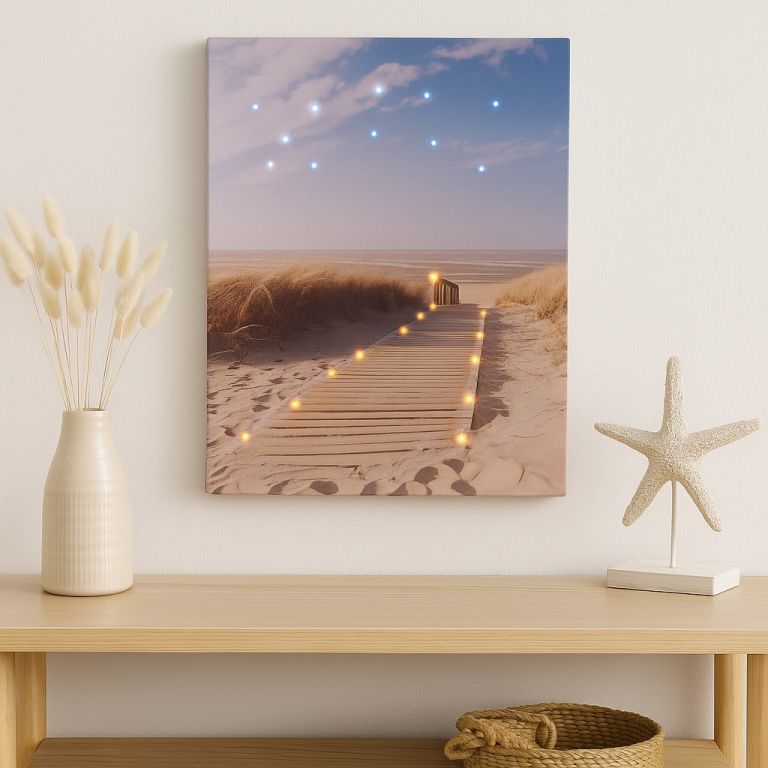 Nástěnná malba písečná cesta na pláž, 30 LED, 30 x 40 cm - Obrázek 2