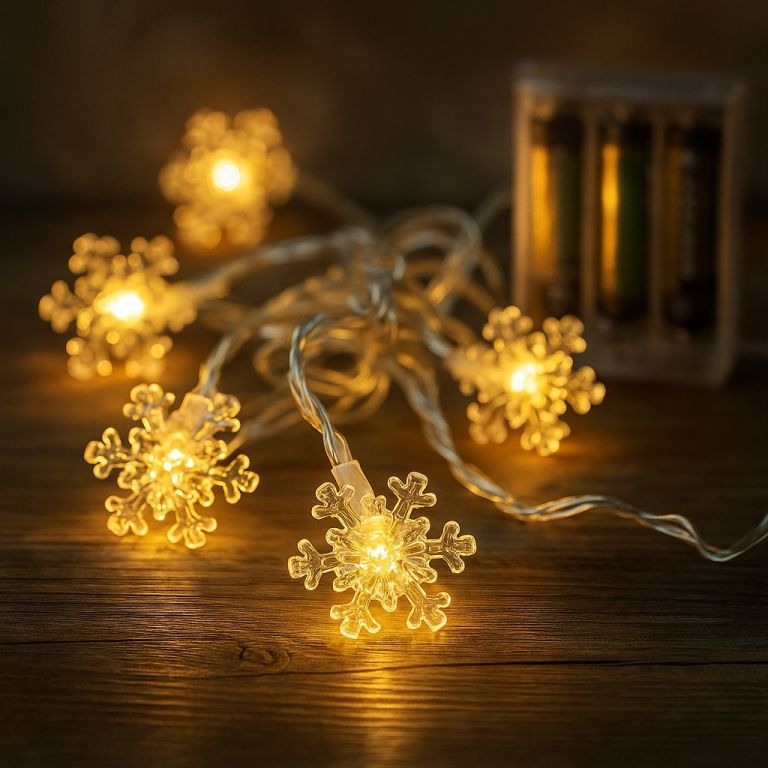 Vánoční světelný řetěz, sněhové vločky, teple bílý, 20 LED - Obrázek 3