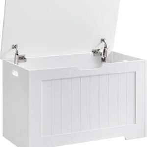 Bílá úložná lavice se sedákem a víkem, 76 × 48 × 40 cm