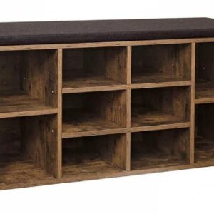 Botník s čalouněným sedákem, 104x30x48 cm, rustikální hnědá