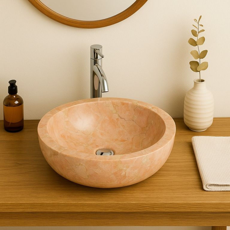 Kamenné umyvadlo Gemma 501 leštěný mramor Ø45 cm Yellow - Obrázek 2