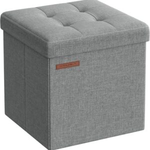 Skládací taburet s úložným prostorem 30×30 cm – světle šedý