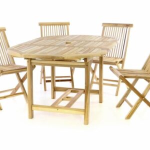Zahradní set DIVERO z teakového dřeva - stůl + 4 skládací židle