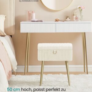 Taburet s úložným prostorem, krémově bílý, 30 x 40 x 50 cm