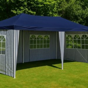 Zahradní stan 3×6 m – modrobílý, skládací, s klik systémem