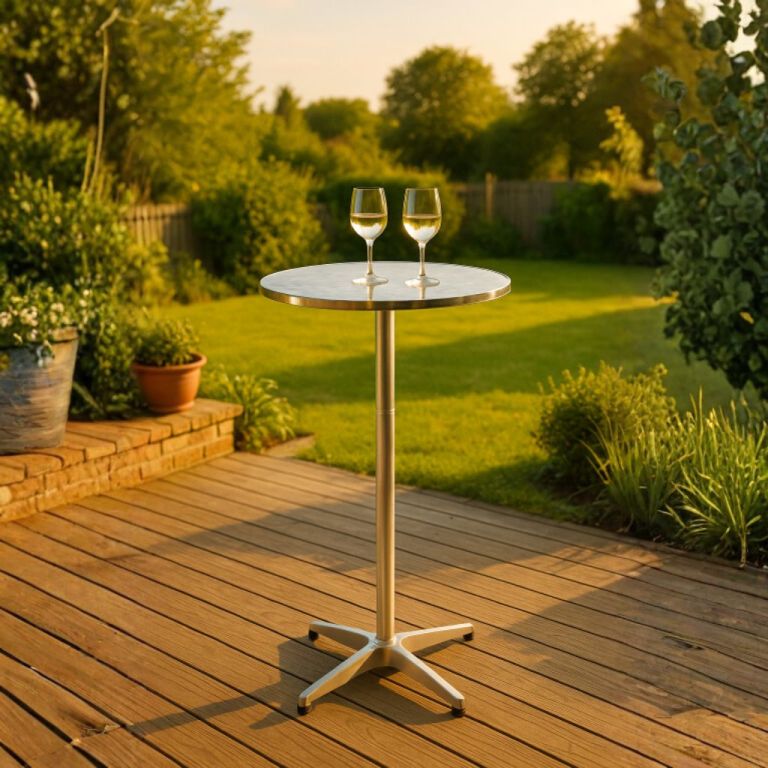 Barový stůl k stání - skládací, výška až 110 cm, průměr 60cm