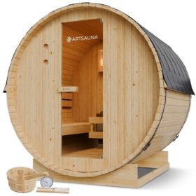 Finská sudová sauna Ø 190 cm – venkovní, z masivu, 180 cm