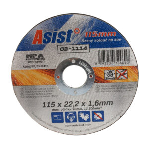 Kotouč řezný na kov 115x22,23x1,6mm ASIST 03-1116