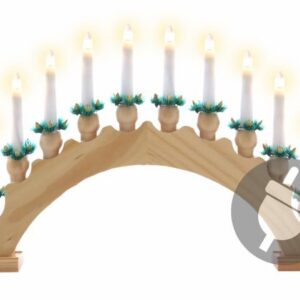 Vánoční svícen 47 x 31 x 5 cm, 10 LED, dřevo, teple bílá