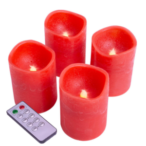 Dekorativní sada 4 adventní LED svíčky, červené