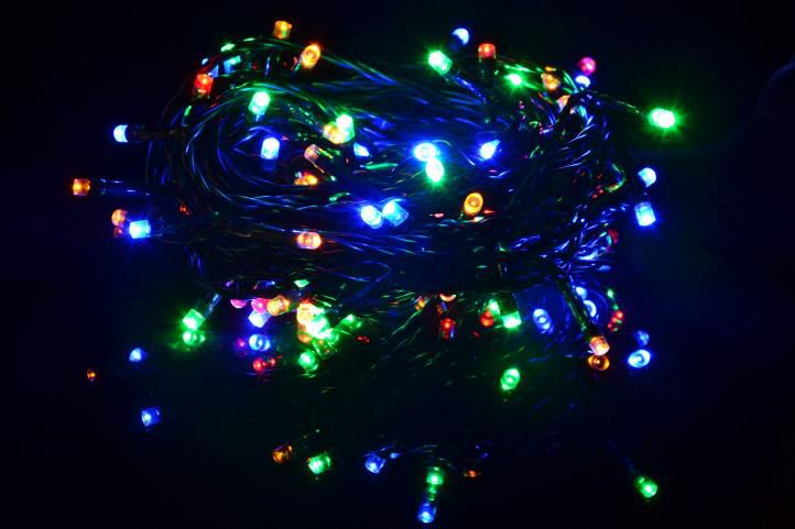 Vánoční LED řetěz 4 m, 40 LED, barevný, zelený kabel - Obrázek 2