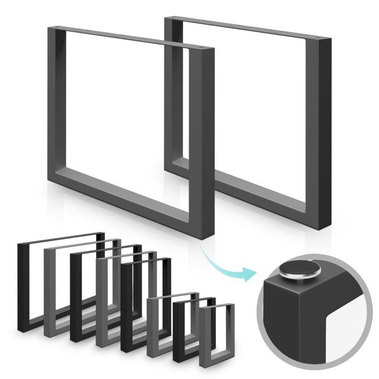 Stolové nohy kovové 90x72 cm antracit – sada 2 ks pro stůl