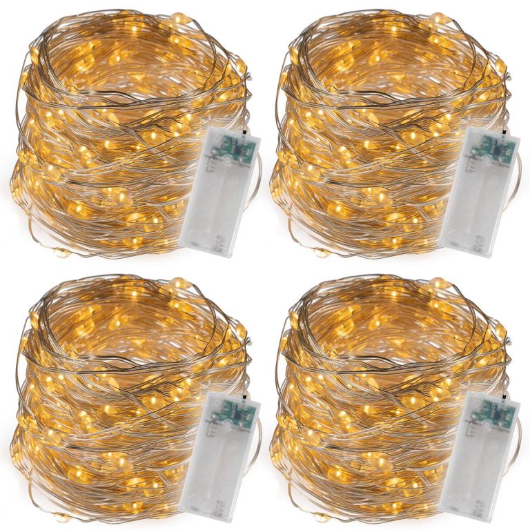 Sada 4  kusů světelných drátů 40 LED, teplá bílá